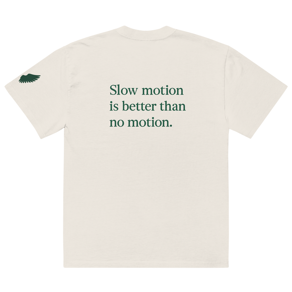 Oversized Cream Turtle 'Slow motion is better than no motion"T-Shirt