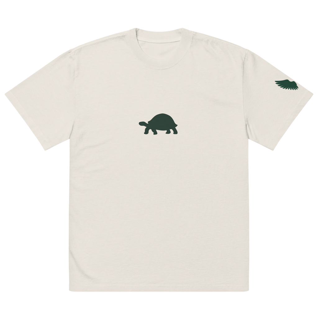 Oversized Cream Turtle 'Slow motion is better than no motion"T-Shirt